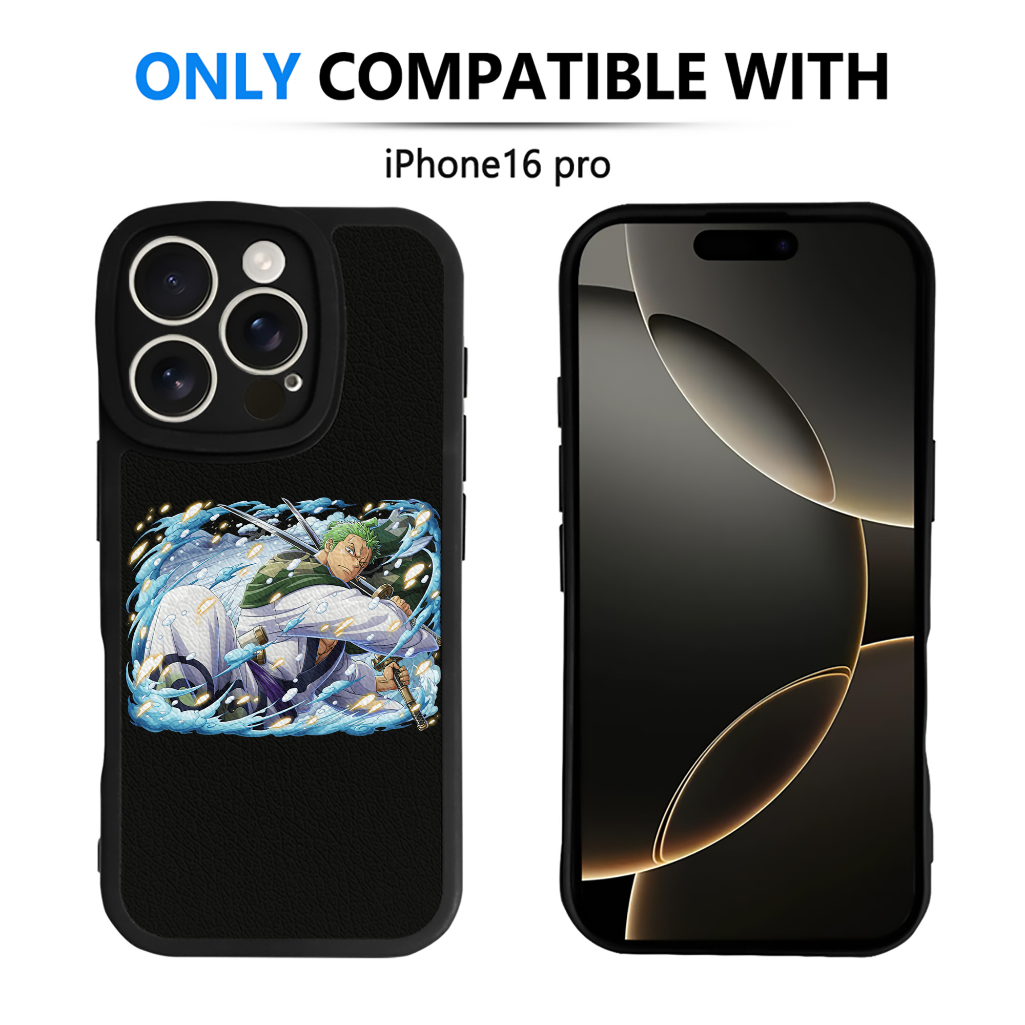 （画像用） ワンピース ロロノア・ゾロ ONE PIECE Roronoa Zoro 【iPhone 16シリーズ対応】シリコンスマホケース（レザー調） 材質：シリコン